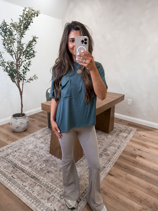 Droopy Pocket Tee - ash jade