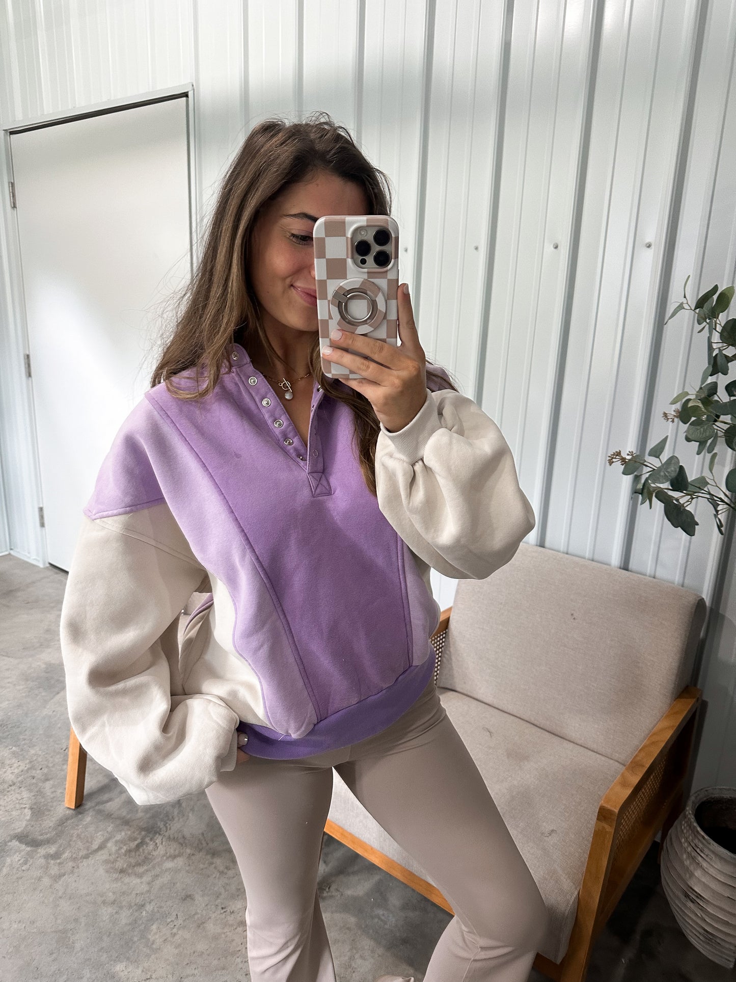 Luxe Piper Pullover - Lavender Colorblock