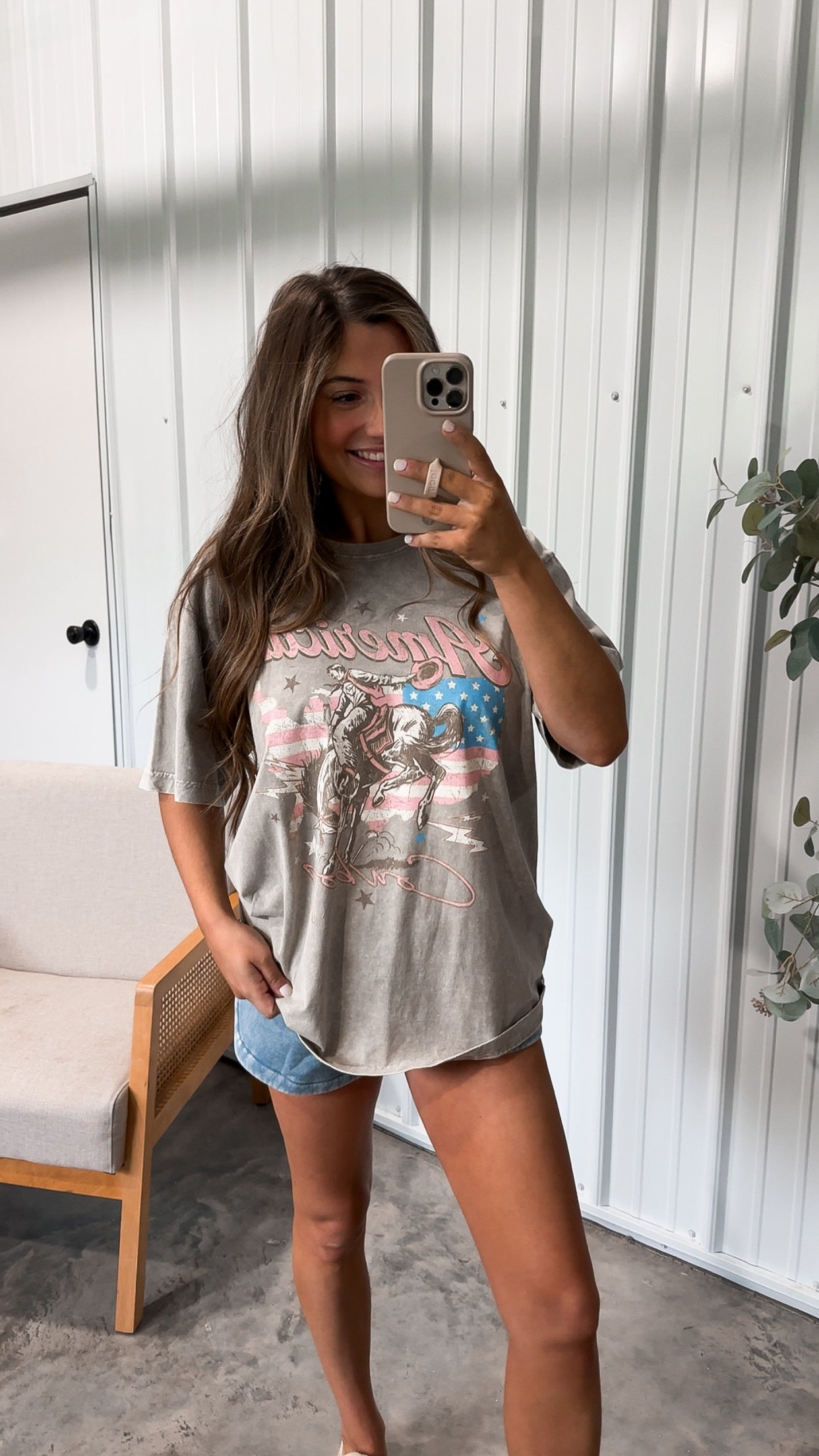 American Cowboy Vintage Graphic Tee- Mocha