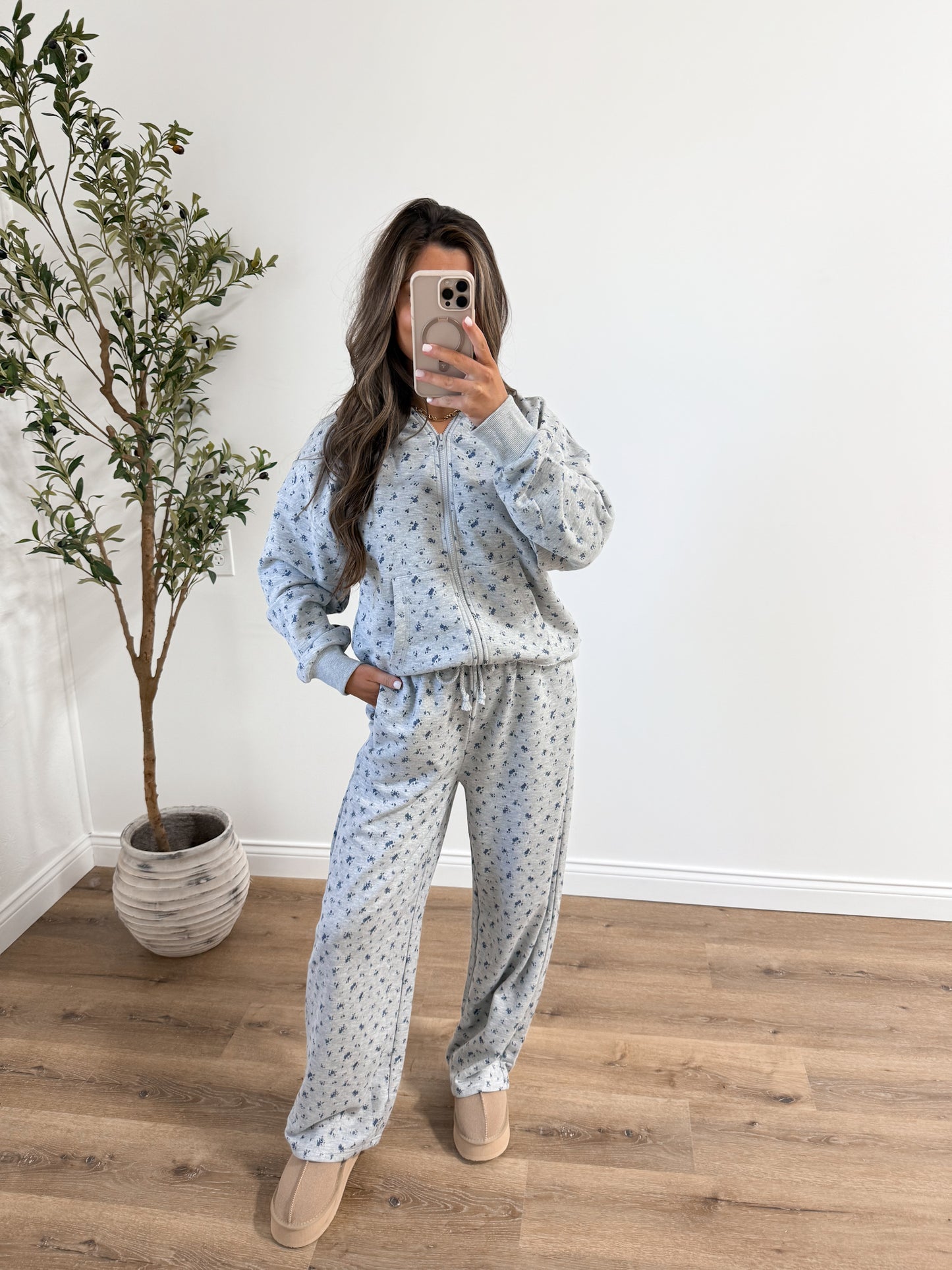Frenchie Floral Set - Grey