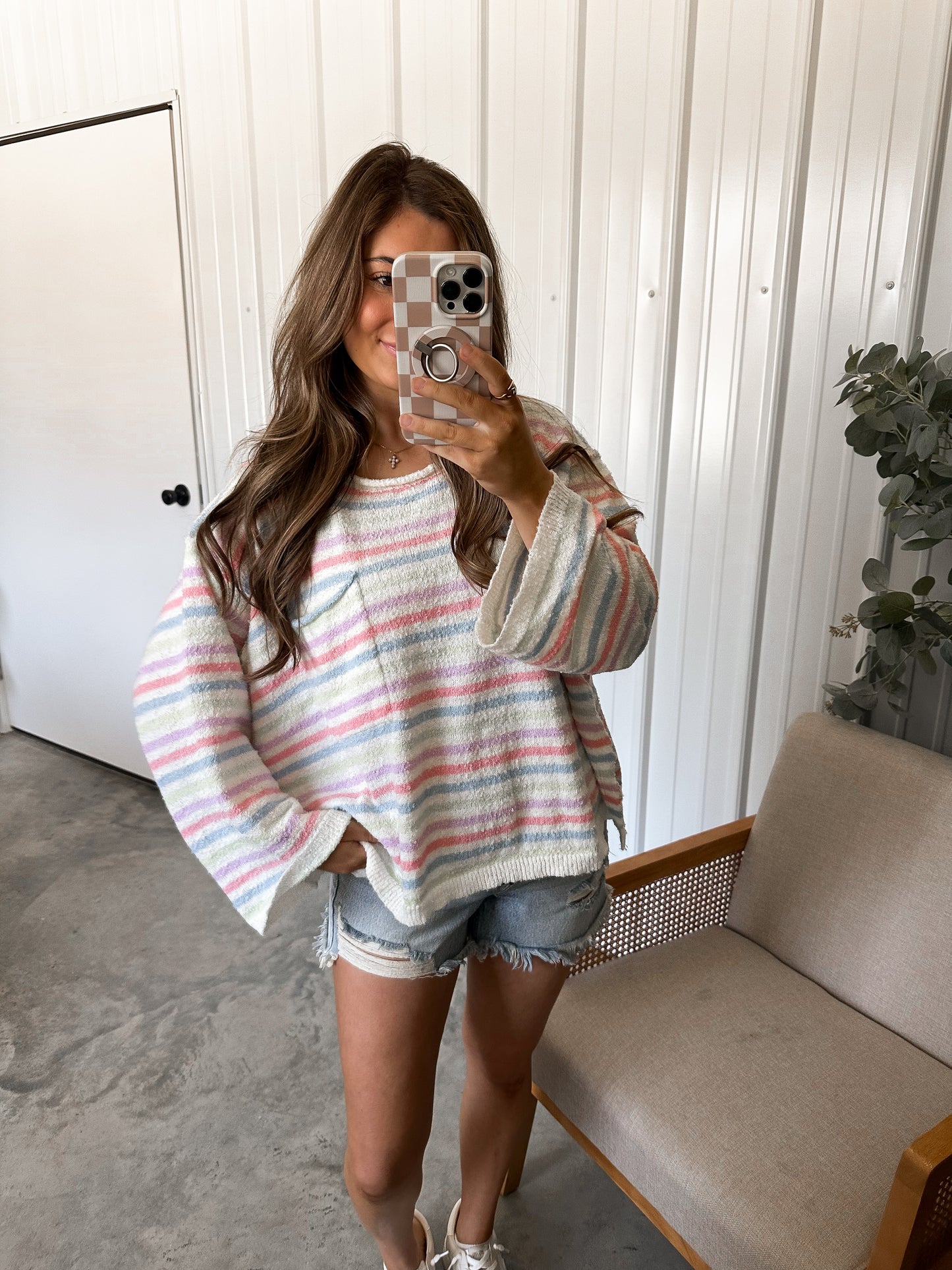 Pastel striped lightweight sweater