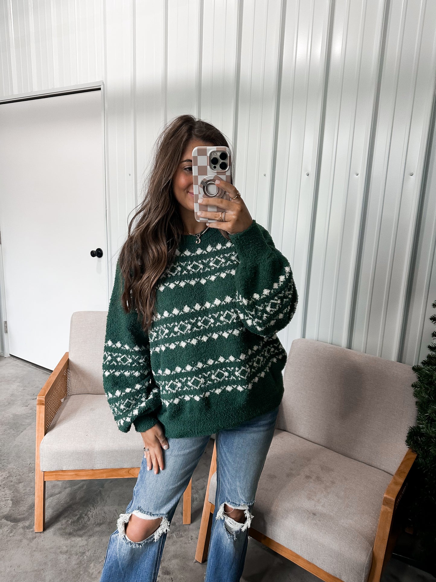 Cozy Christmas Sweater- Hunter green