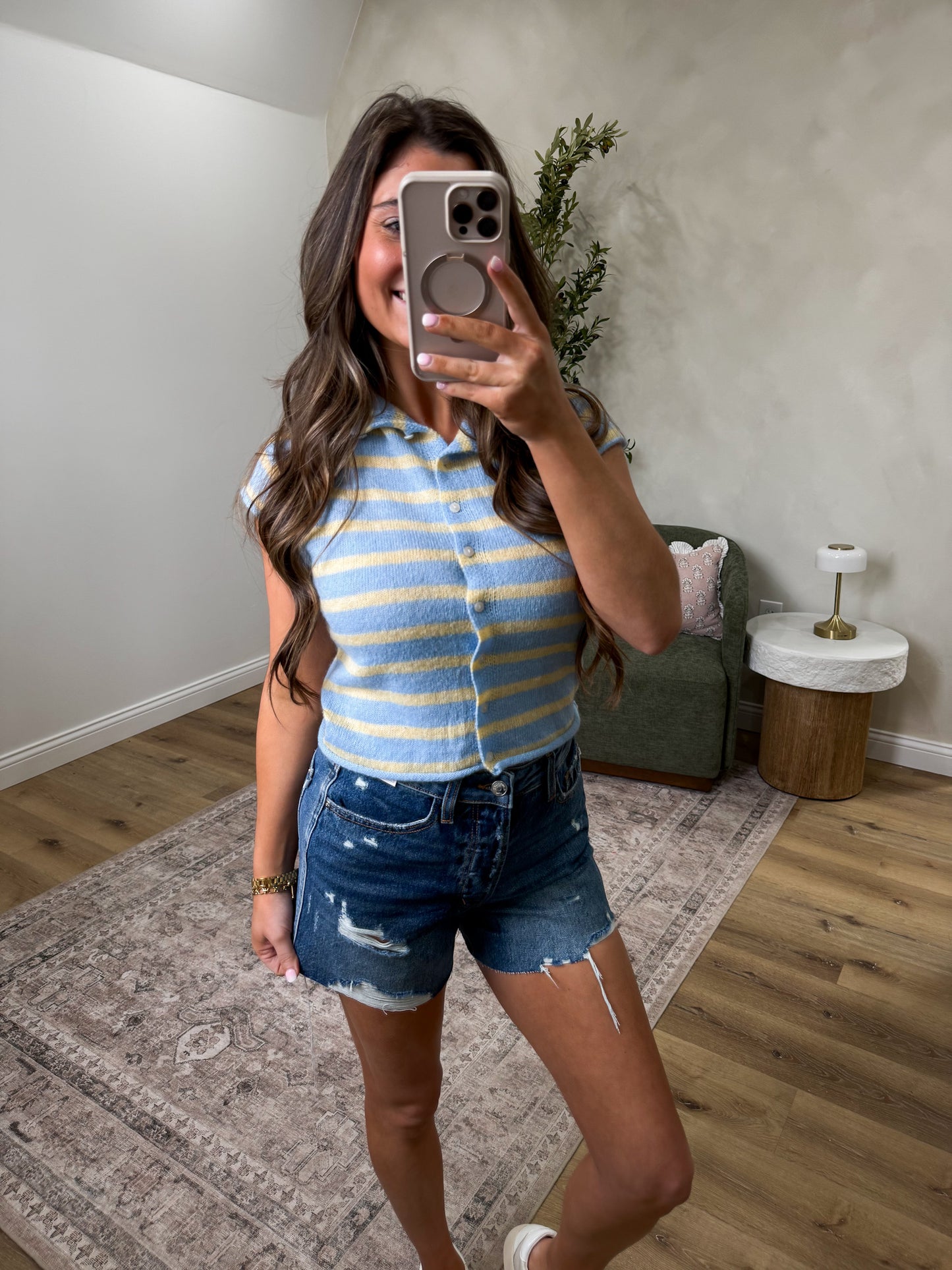 Sunny Harbor Striped Sweater Top - blue/yellow