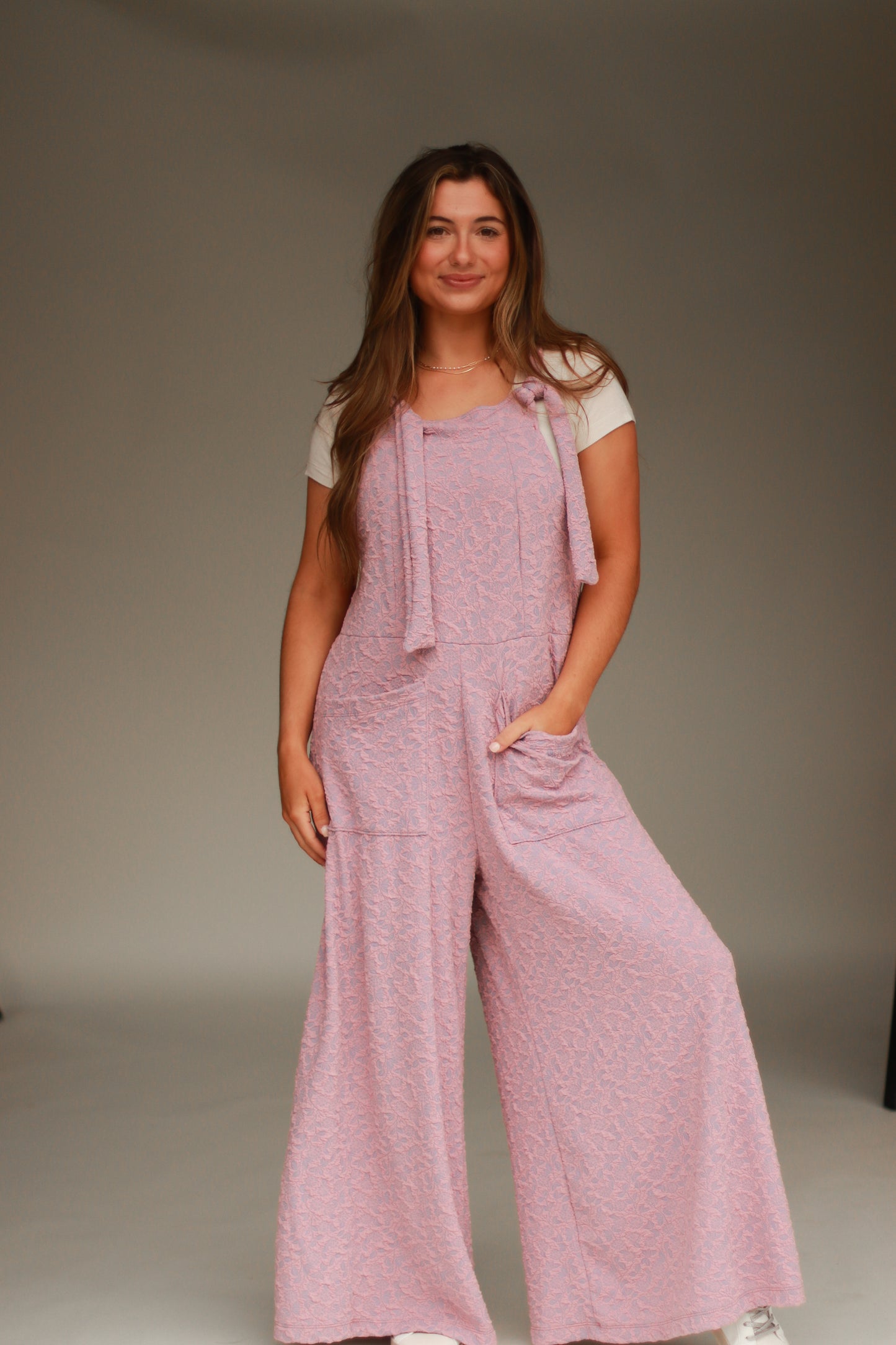 Langston Floral Textured Adjustable Jumpsuit