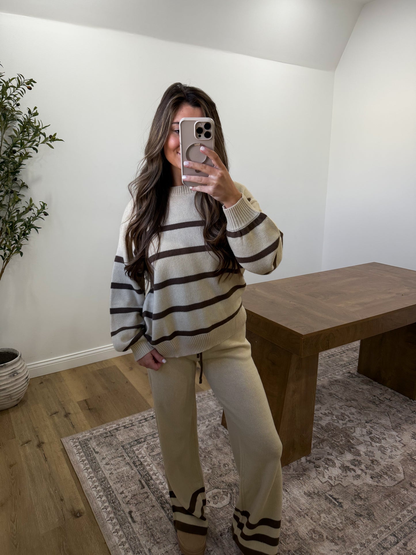 Cozy Striped Sweater&pants Lounge Set