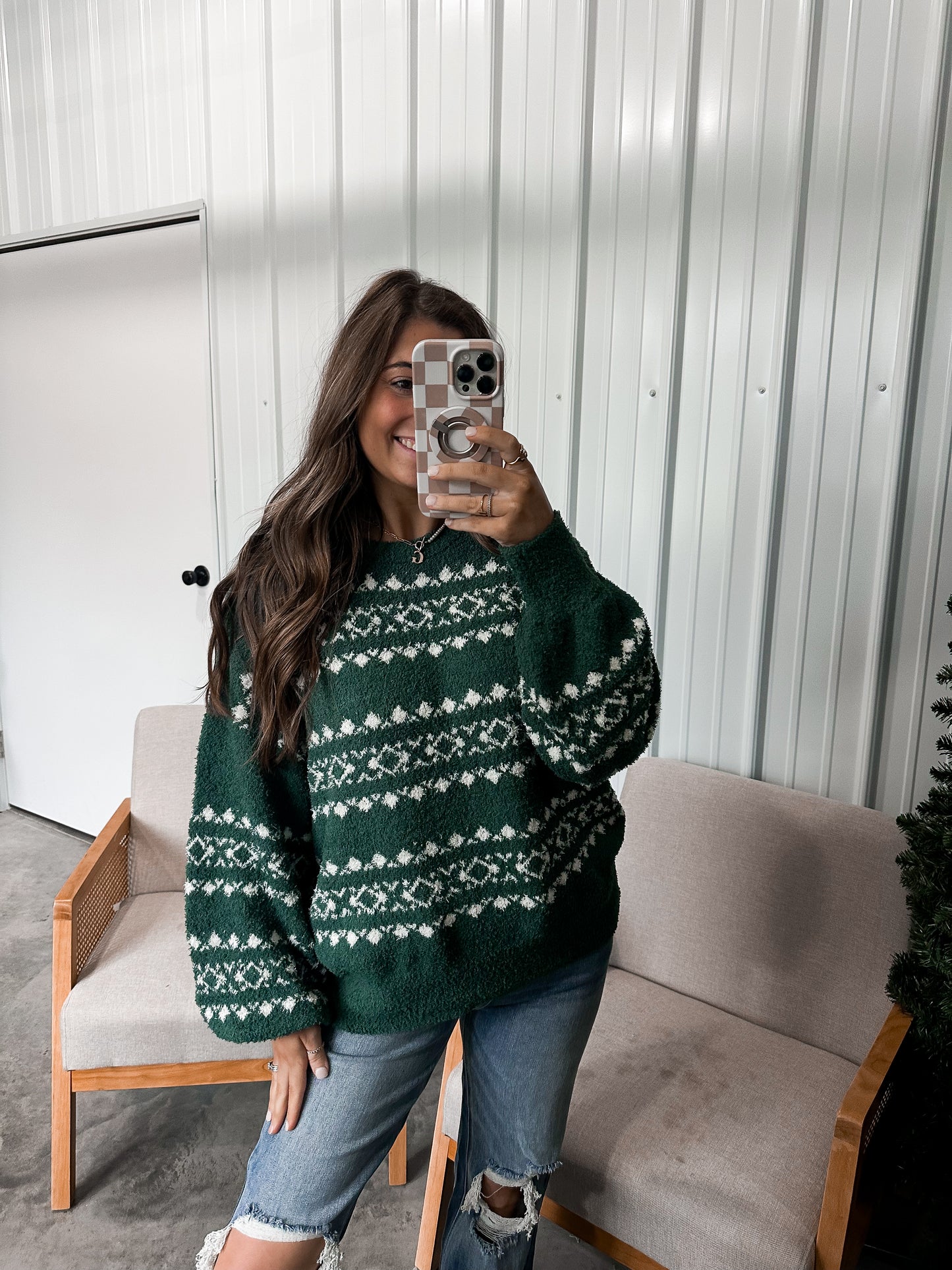 Cozy Christmas Sweater- Hunter green