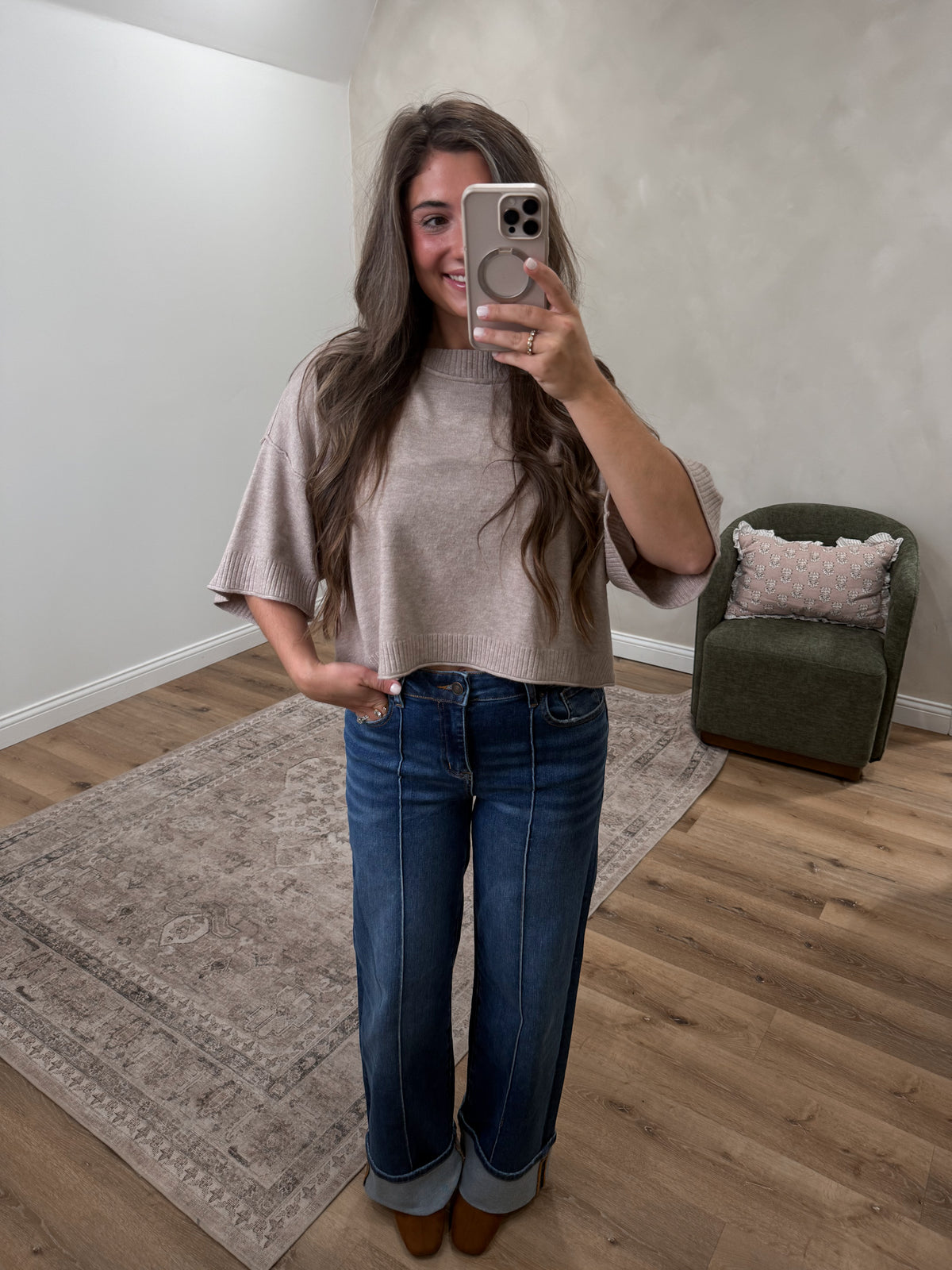Clementine Mock Neck Boxy Sweater - heather mocha