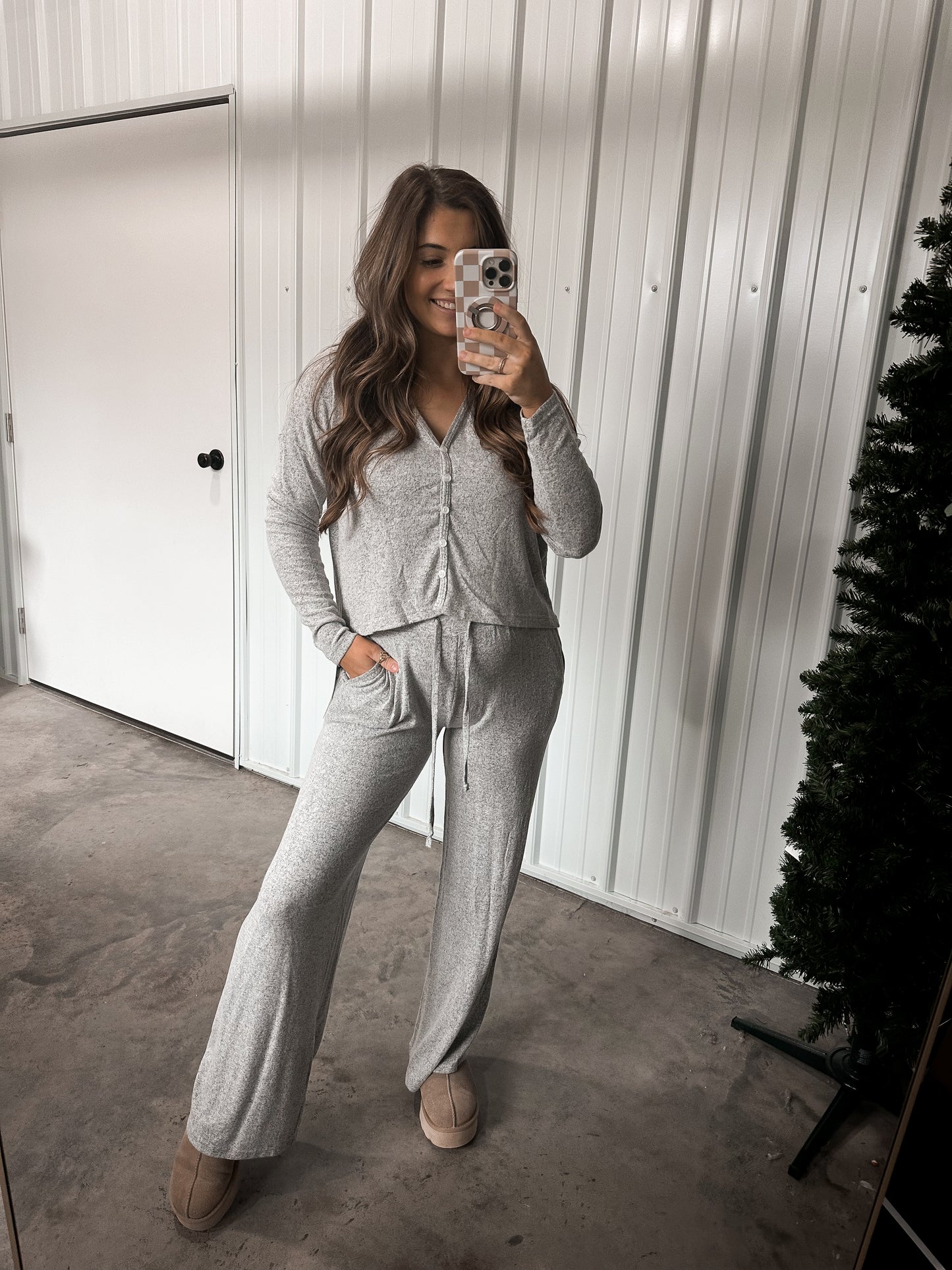 Butterysoft wide leg lounge set - Grey