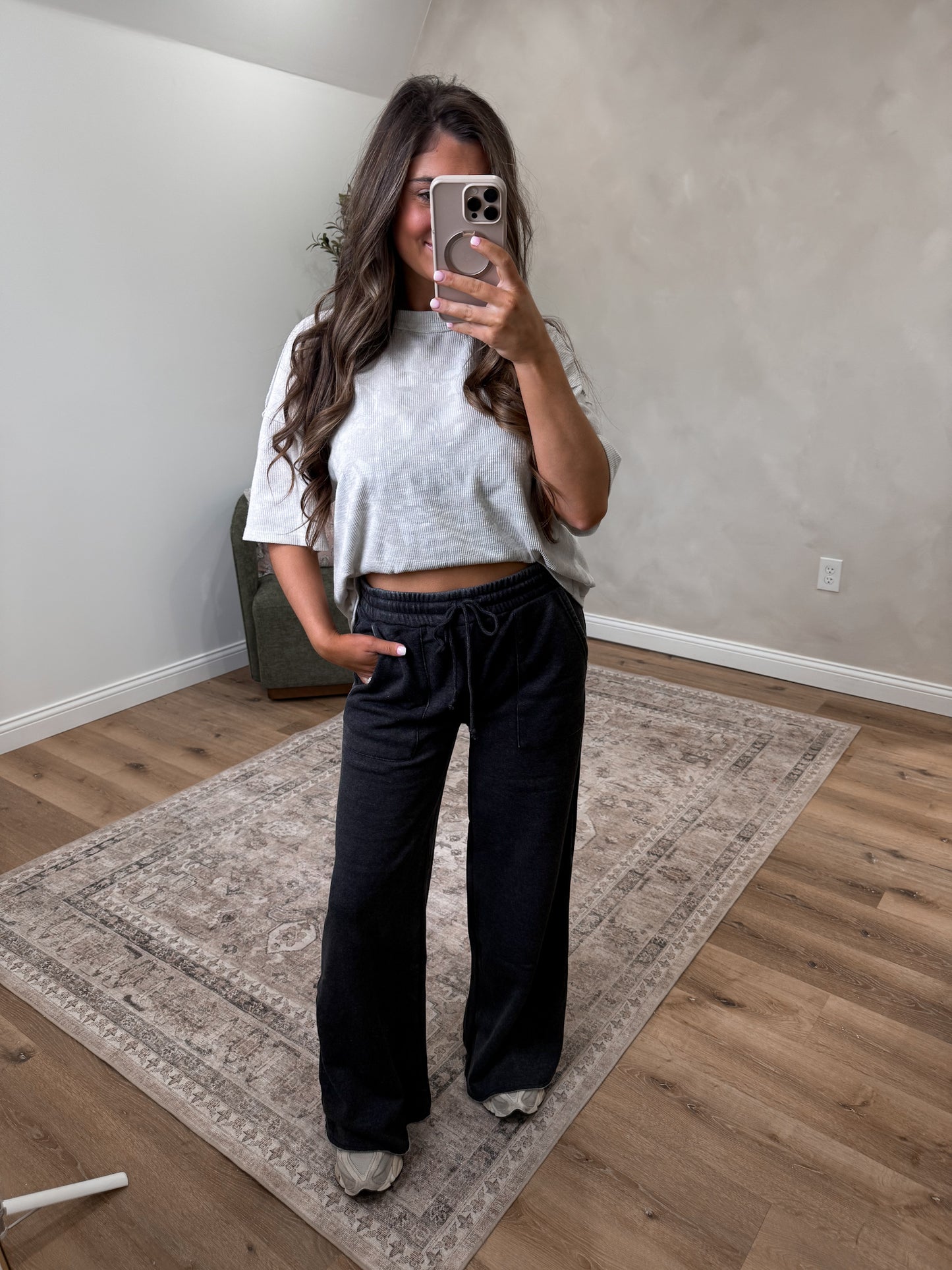 The Weekend Burnout French Terry Pants - Charcoal