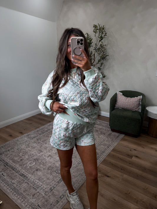 Mallard Floral Patchwork Quilted Set - sage