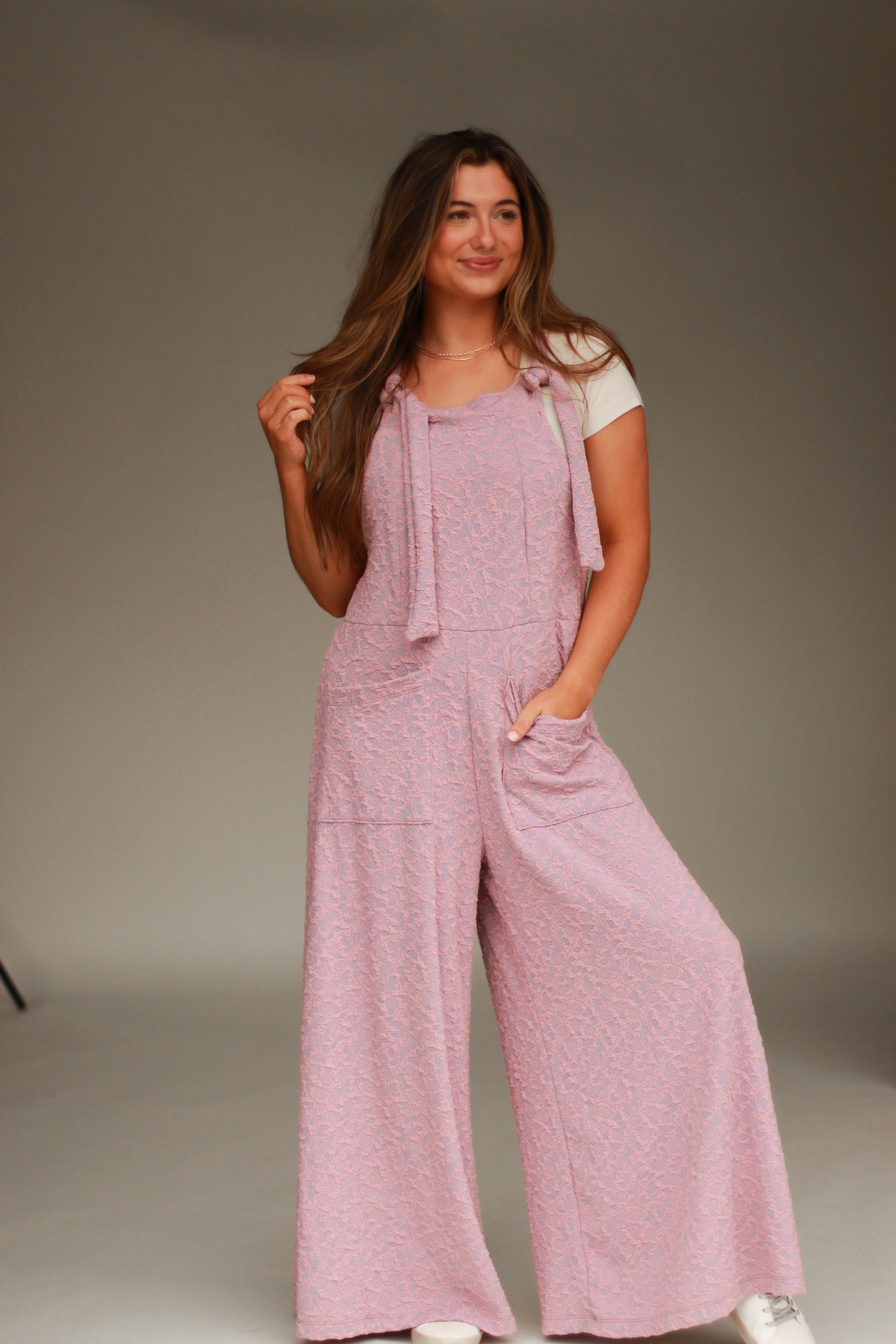 Langston Floral Textured Adjustable Jumpsuit