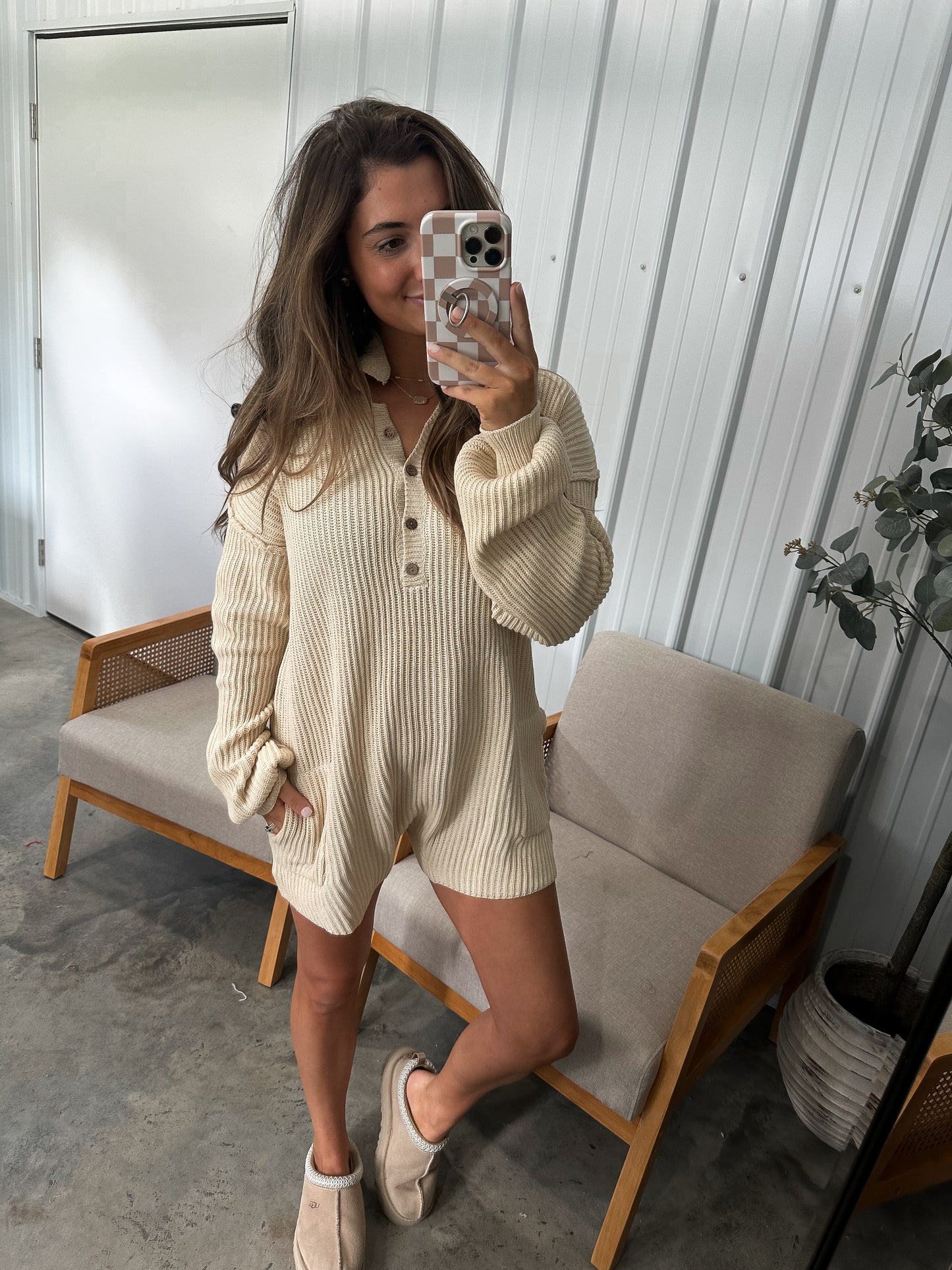 Teddy Knit Romper-cream *LAST CALL*