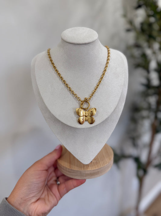 Vintage Butterfly Toggle Necklace - waterproof