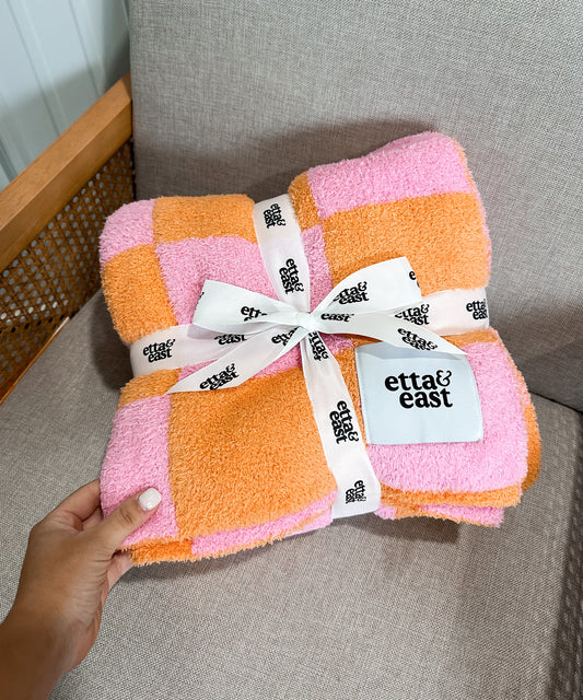 Dreamer Blanket- Pink/Orange Checkered
