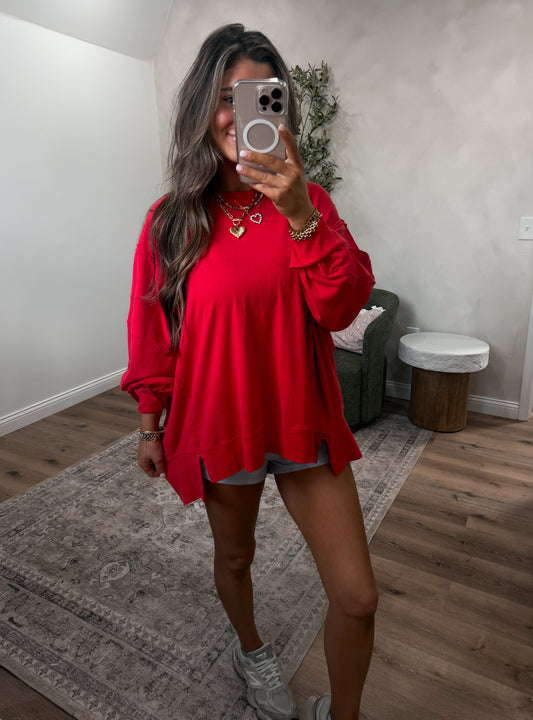 Soft flex Oversized Pullover - red