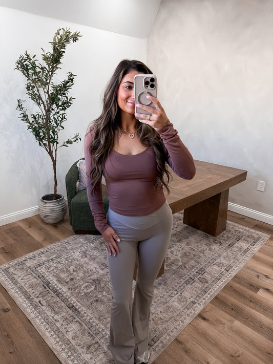 Double Layered Rayon Long Sleeve- milk Chocolate