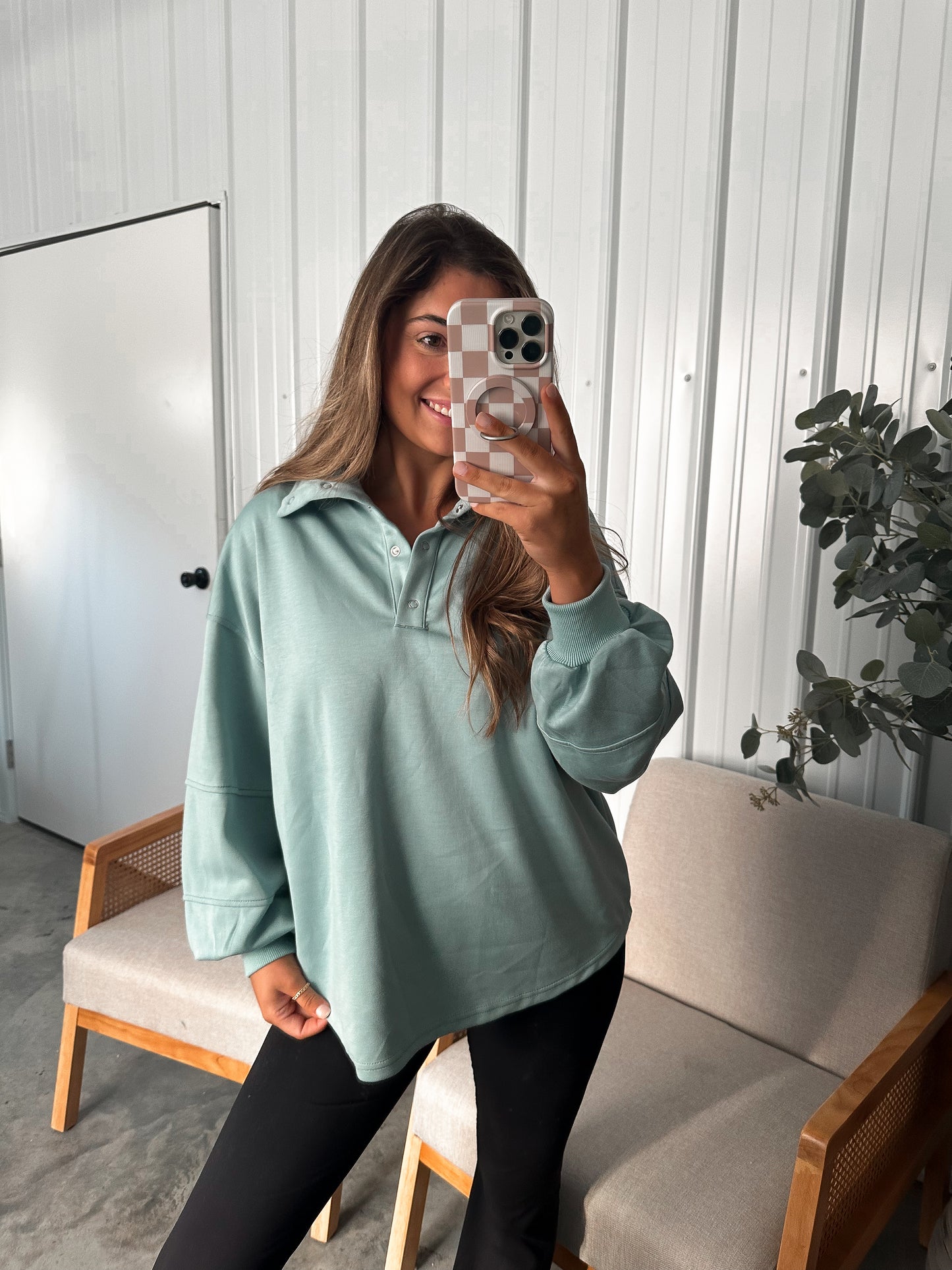 Piper Loose Fit Pullover - Dusty Blue