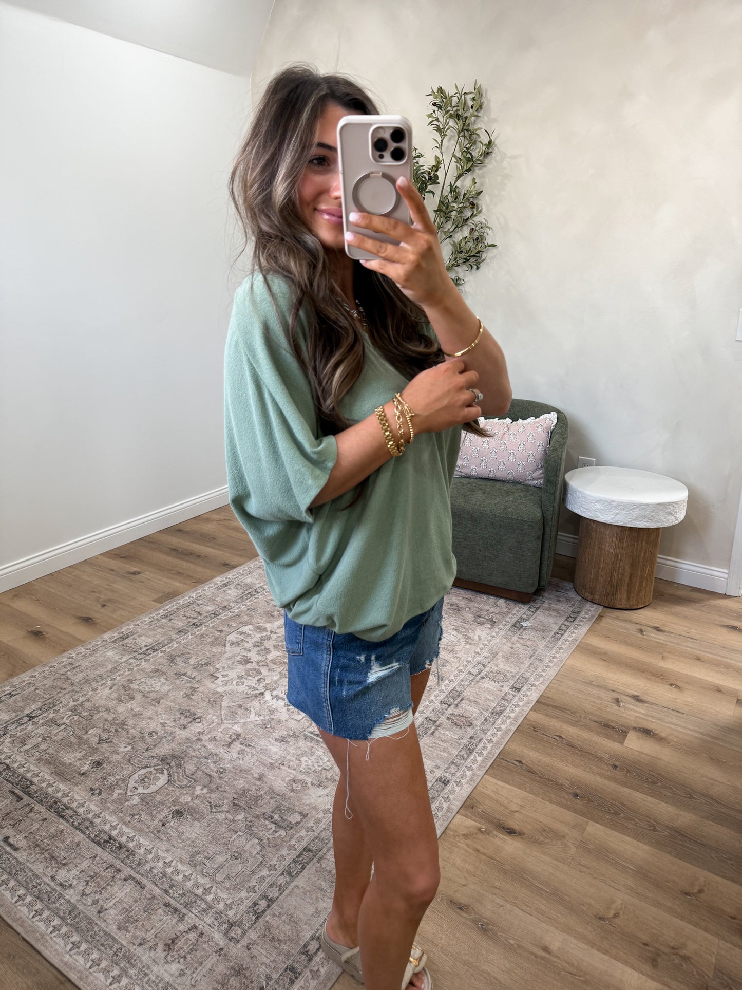 Vera V-Neck top - sage