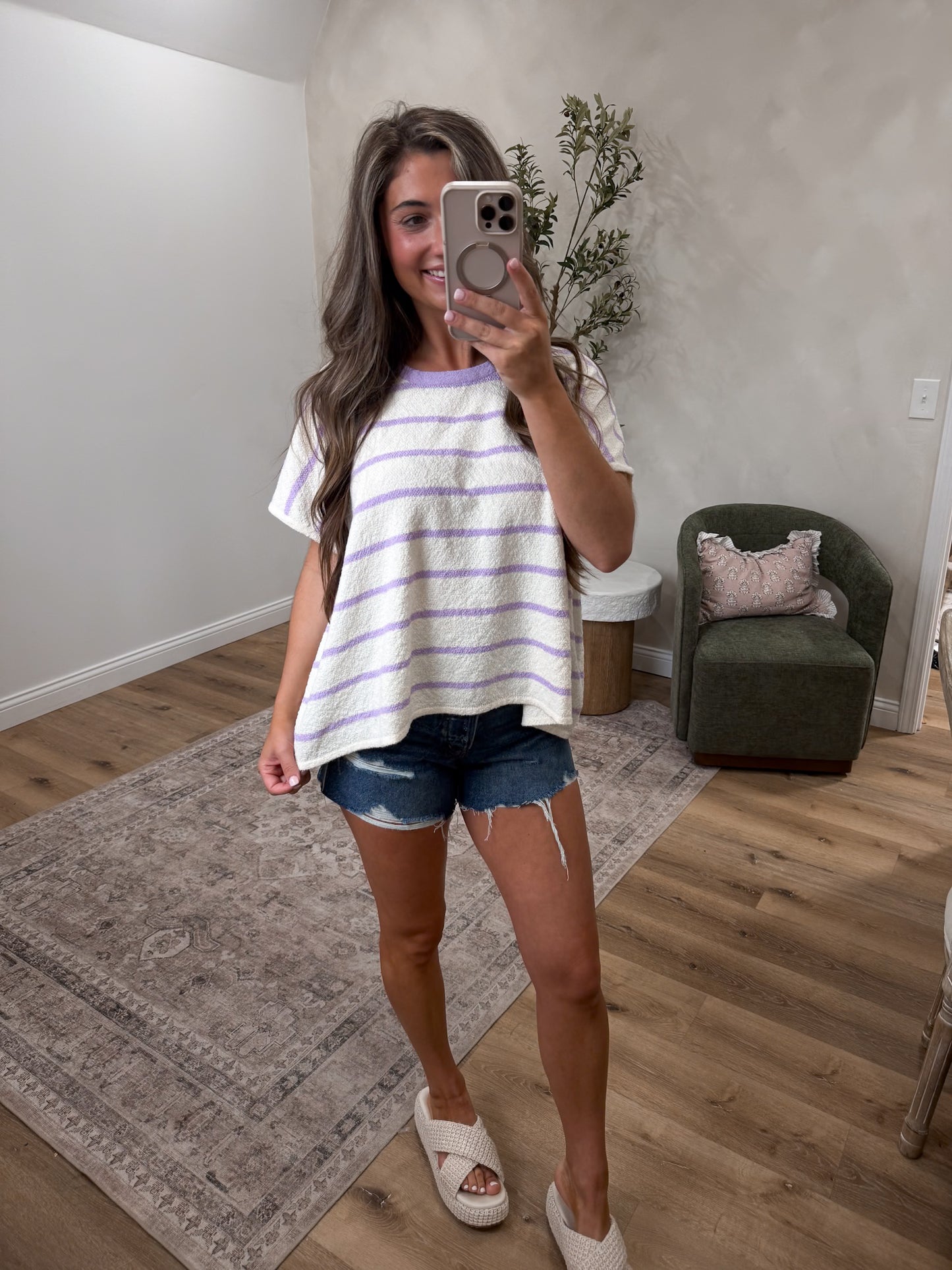 Wild Tide Striped Sweater Top - lavender