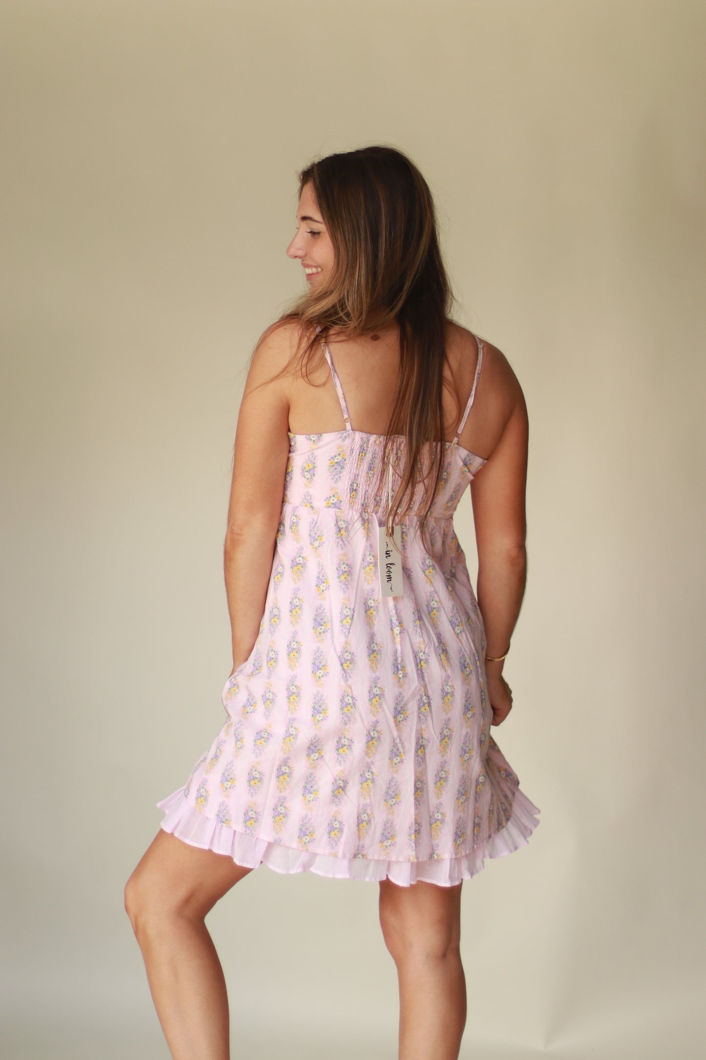 Mable Floral Mini Dress- Pink