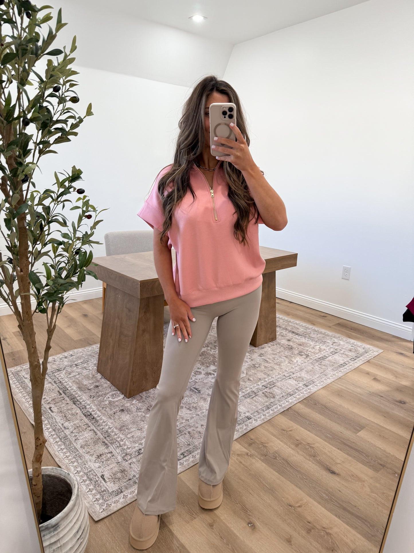 Scuba High Neck Half Zip Short Sleeve Pullover - 3 colors!