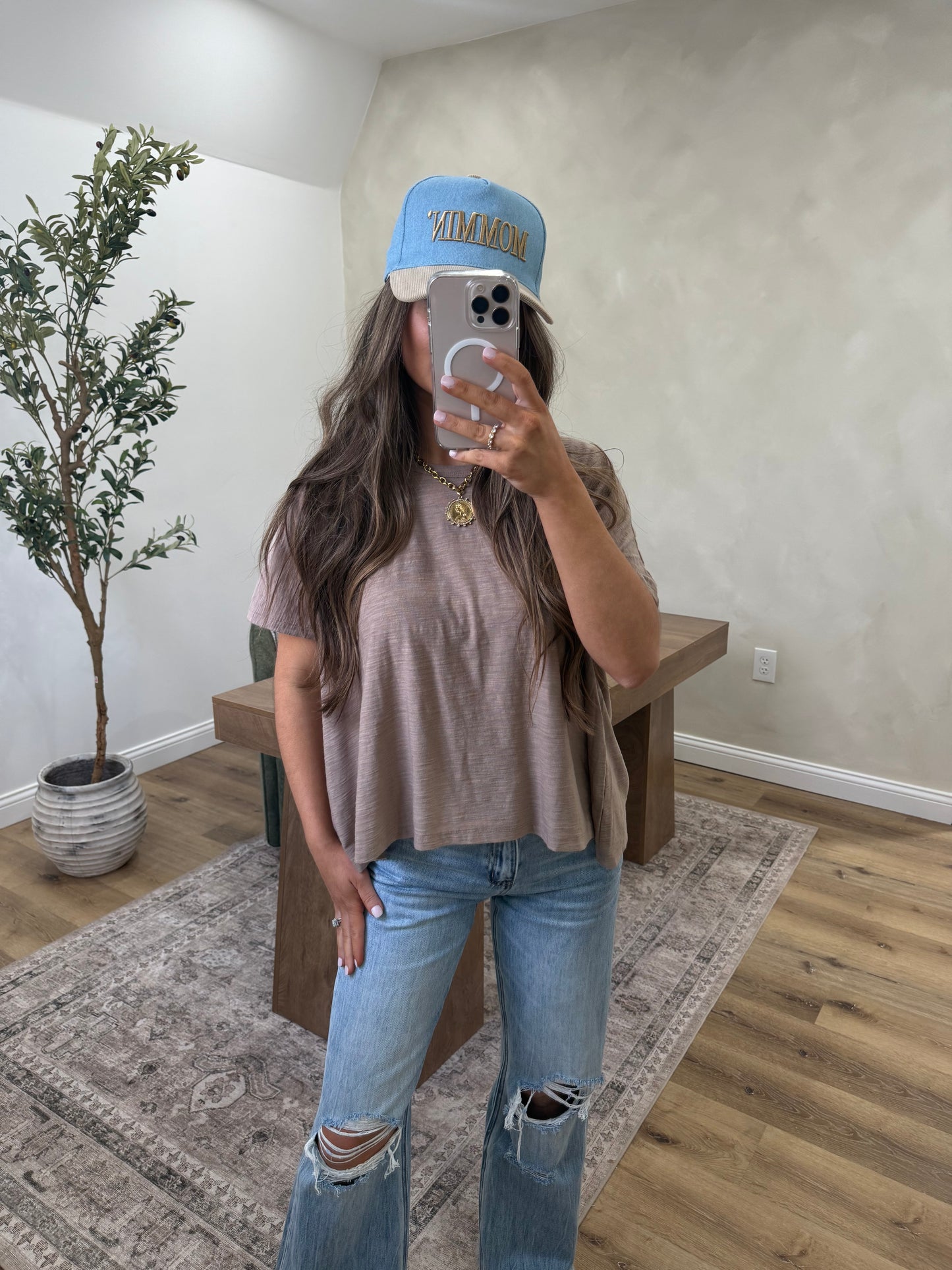 Slub Box Tee - ash mocha