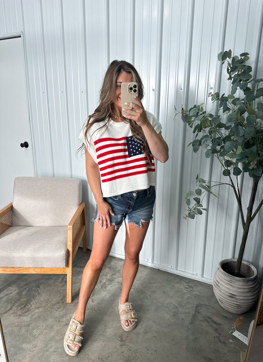 American Flag Sweater Tee
