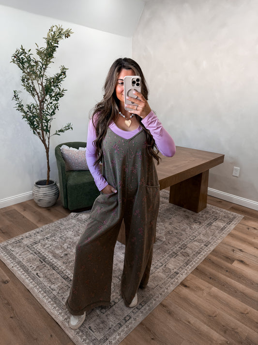 Wild Rose Jumpsuit - Olive