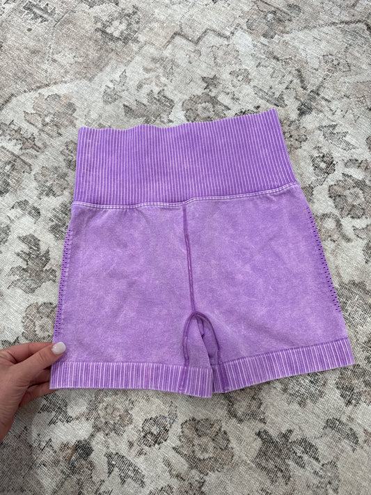 The Nova High Waisted Biker Shorts - violet