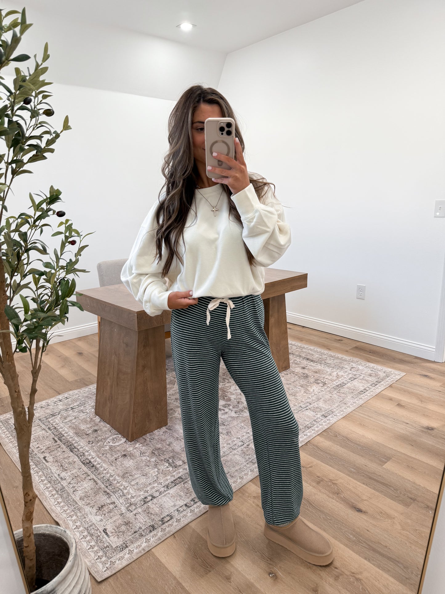 Striped Drawstring Lounge Jogger Pants - 2 Colors