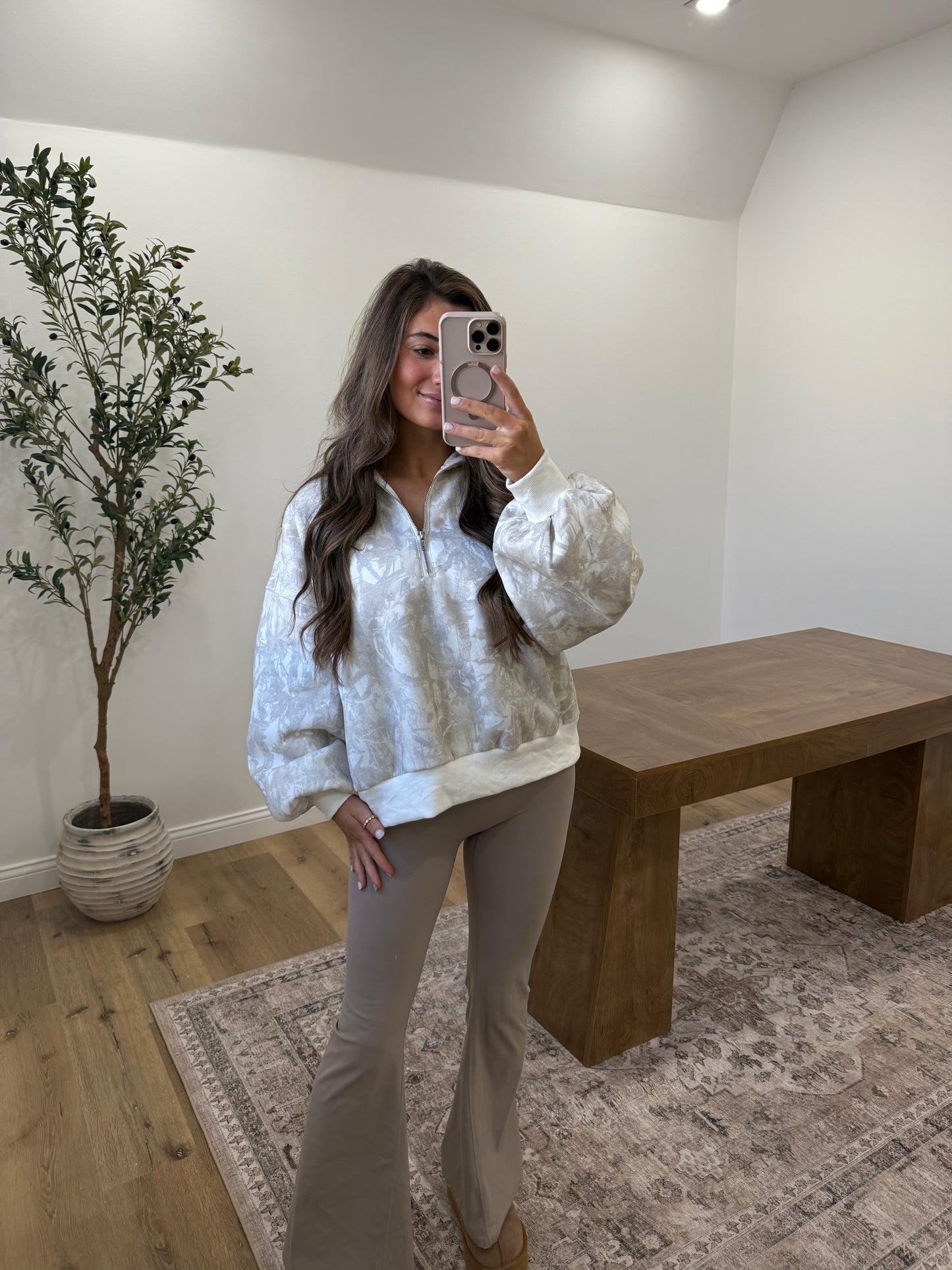 Zip-Up Piper Pullover- White camo