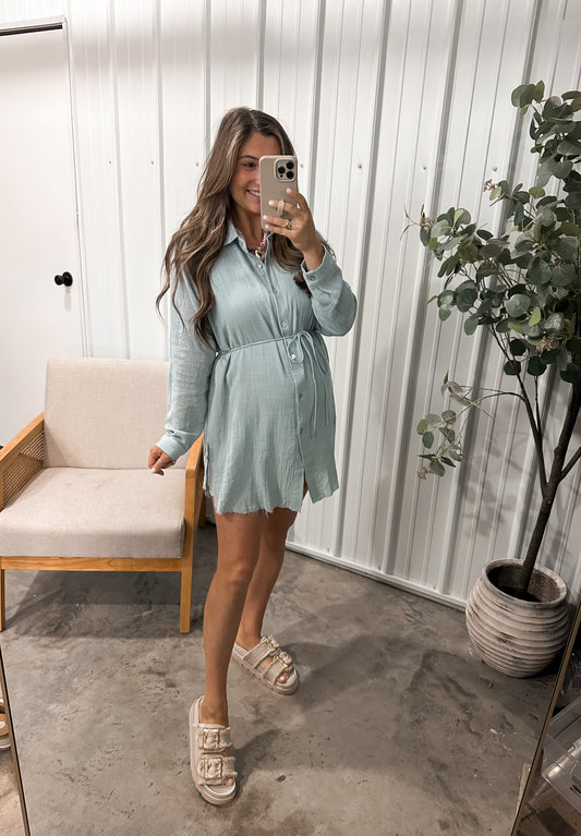 Dusty Blue Romper Dress