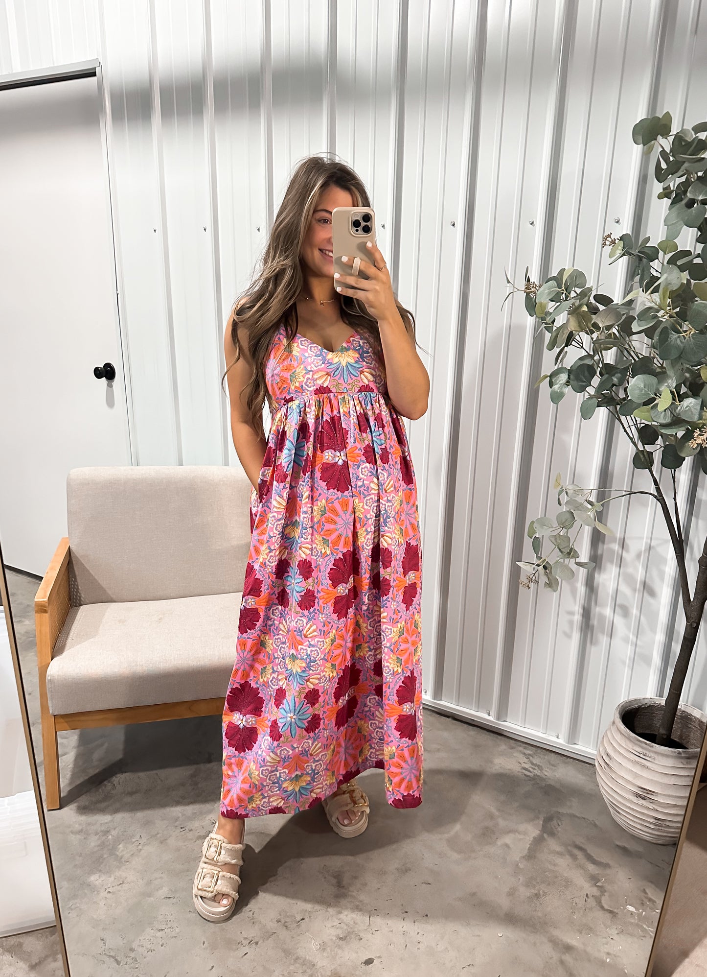 Jane Floral Maxi Dress- Pink Multi
