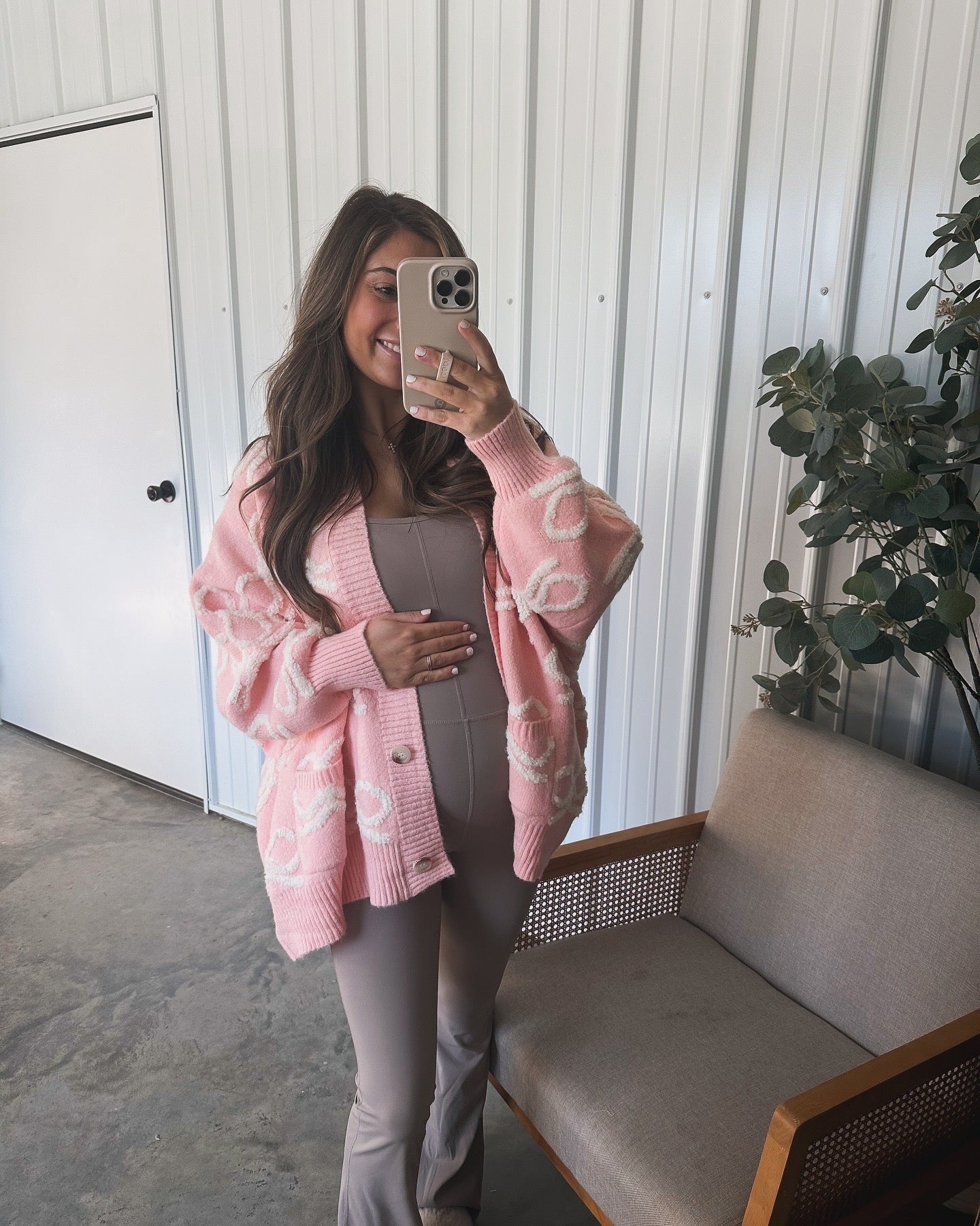 Dainty Bow Oversized Sweater- Baby Pink