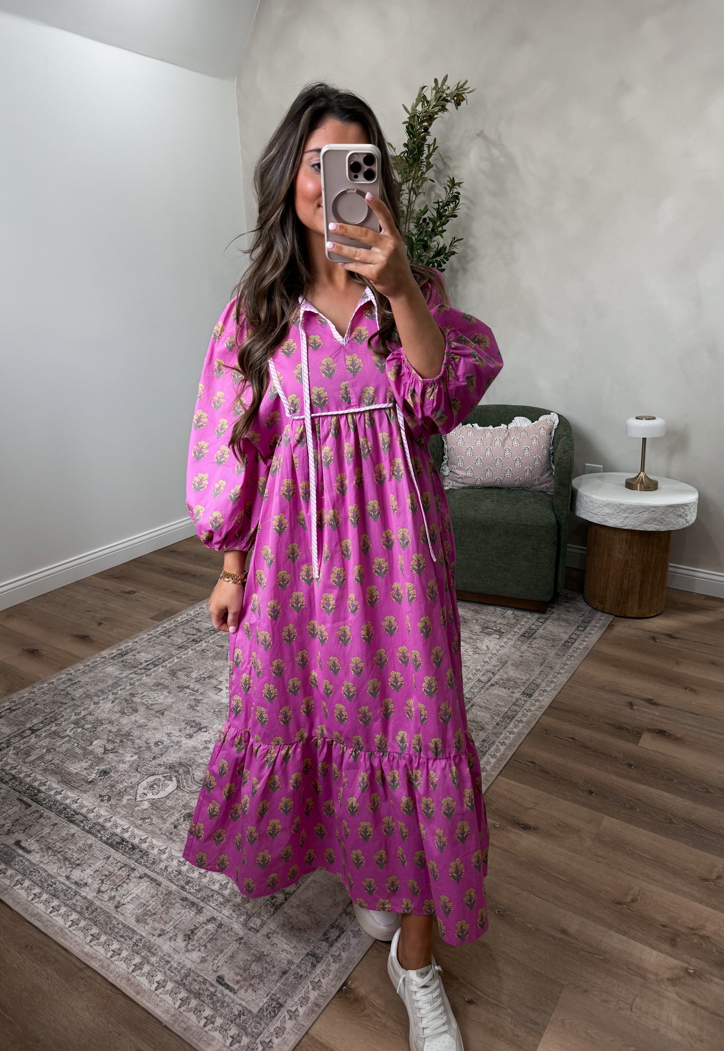 Pure Joy Printed Midi Dress - pink mix