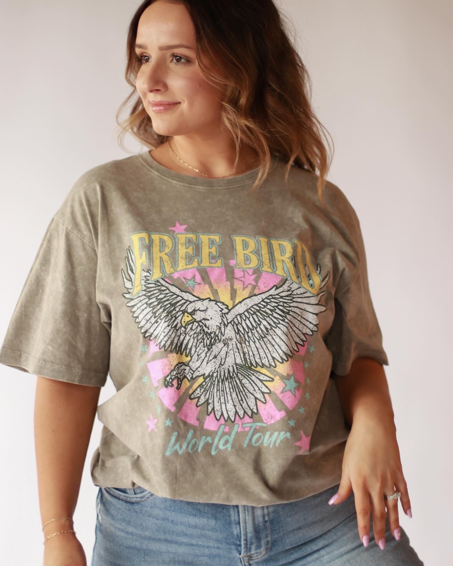 Restock! Washed Mocha Free Bird Tee