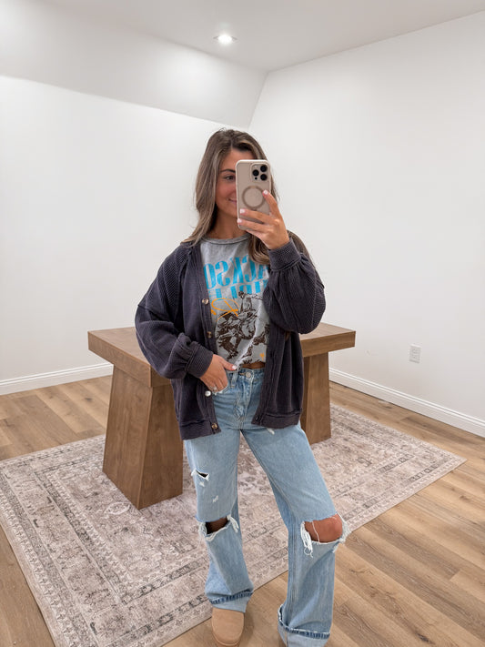 Garment Washed cardigan - Midnight