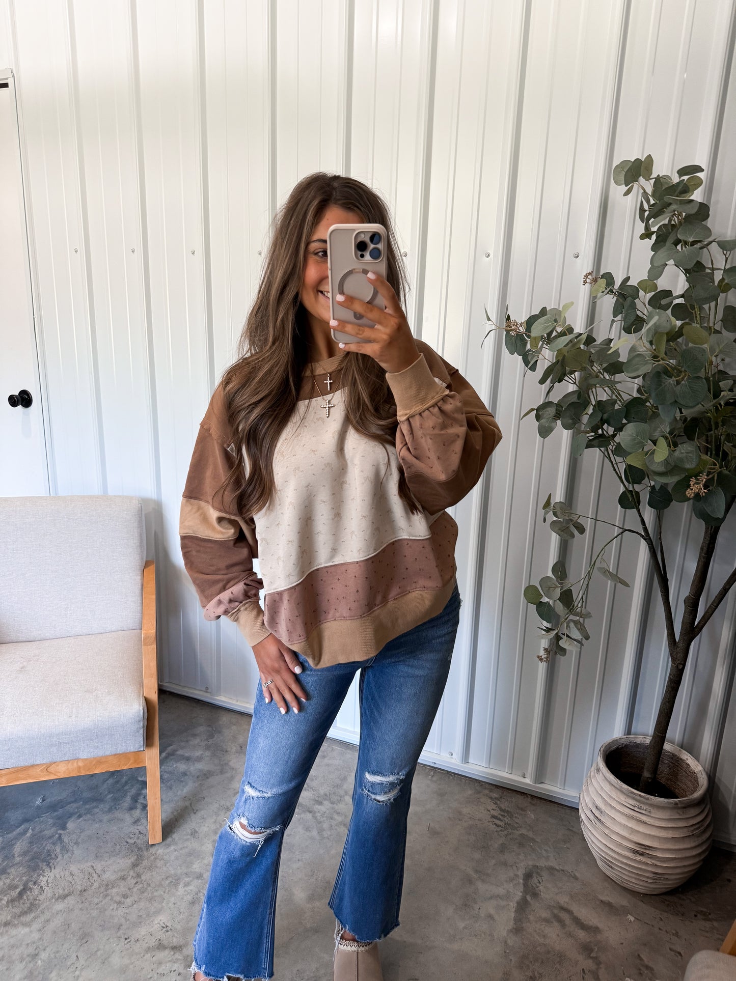 Latte Colorblock Pullover