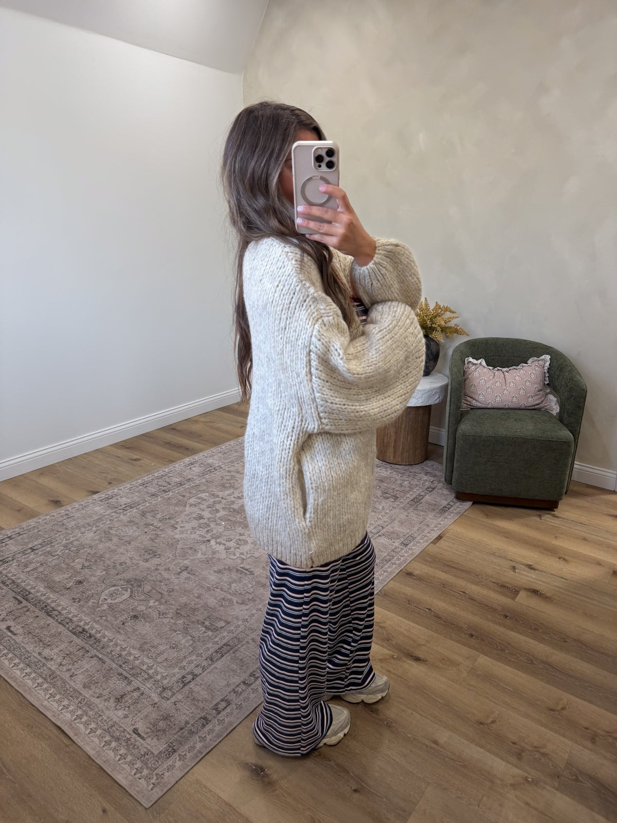 Comfort Club Chunky Knit Cardigan - oatmeal