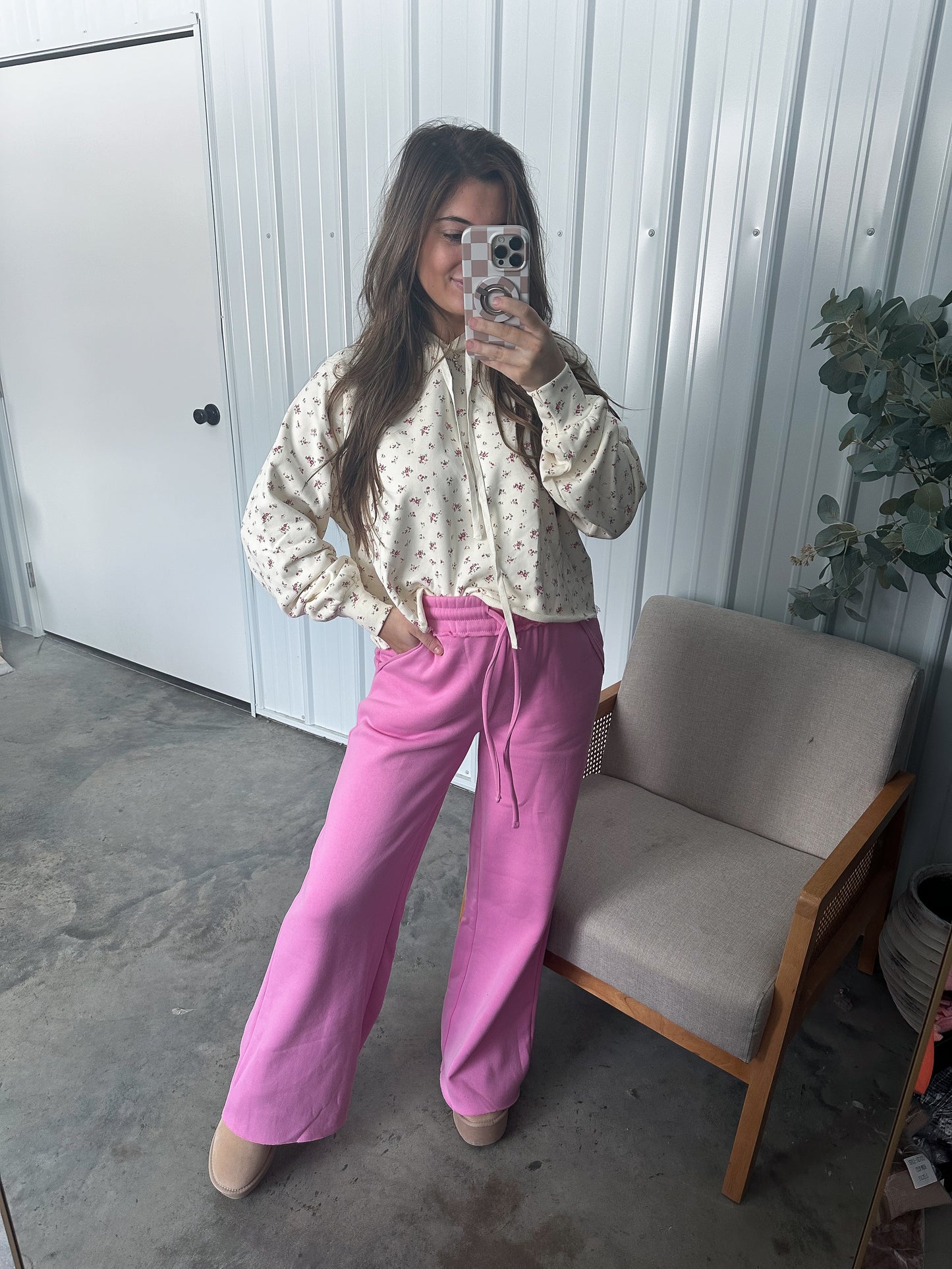 Elsa Exposed Seam Wide Leg Pants - Candy Pink