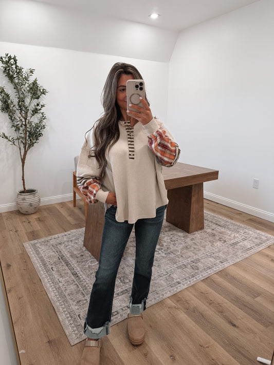 Chestnut Waffleknit Henley