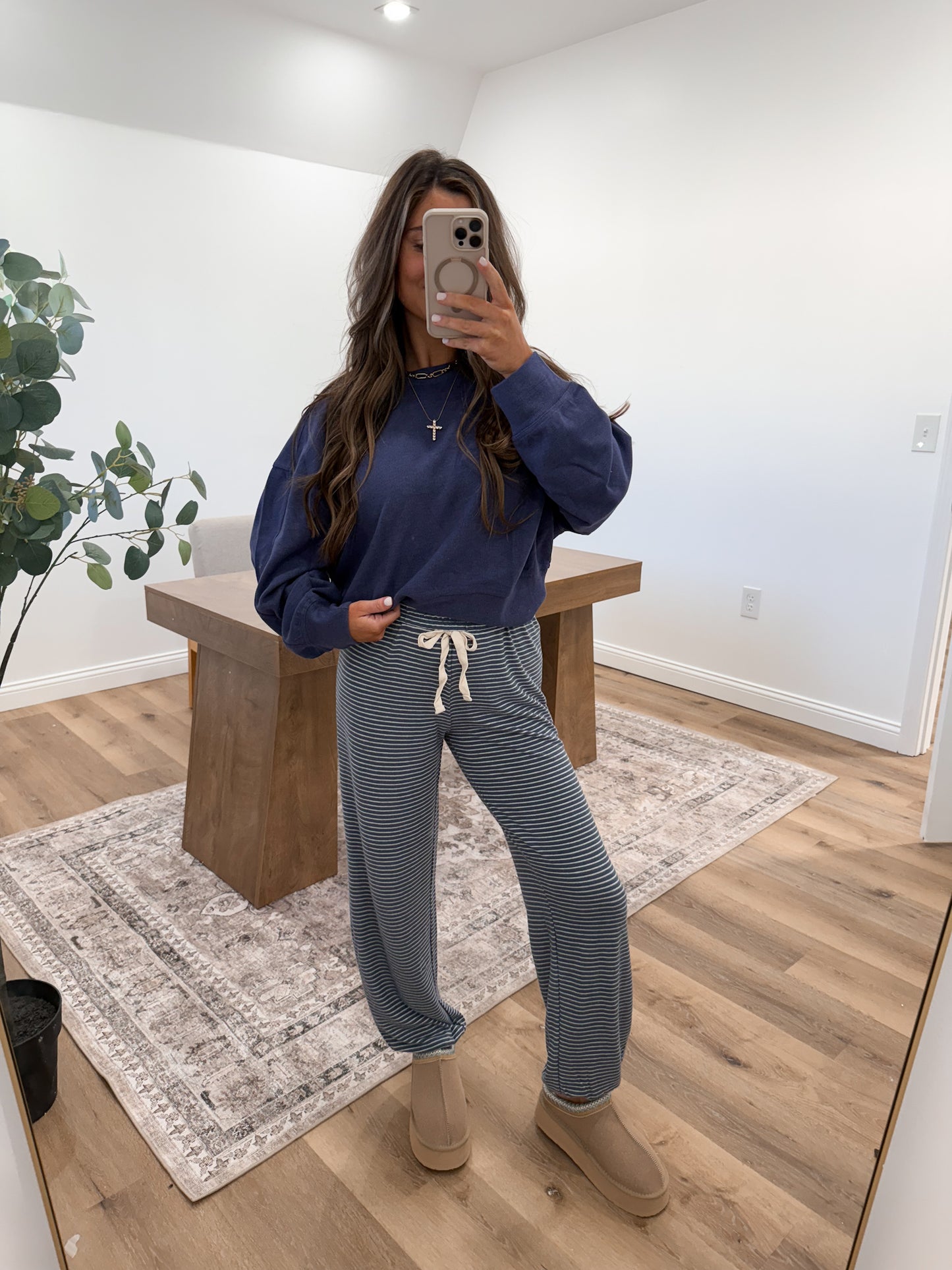 Striped Drawstring Lounge Jogger Pants - 2 Colors