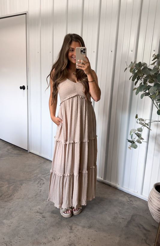 Livvy Smocked Maxi Dress- Linen
