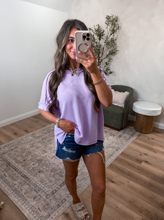 Comfort Stretch Ribbed Tee - lavender