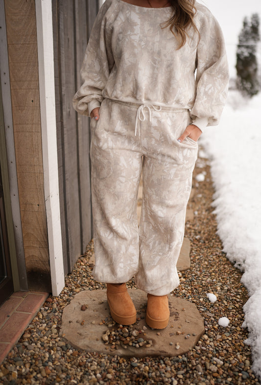 Luxe fleece Joggers -White camo