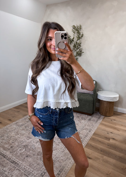 Pureline Eyelet Knit Top - white