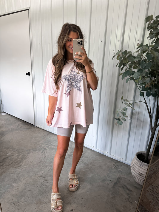 Seeing Stars Tee- Peach Blush