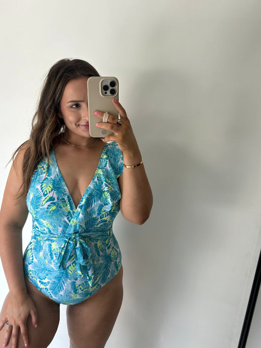 Leafy Print One piece Swimsuit