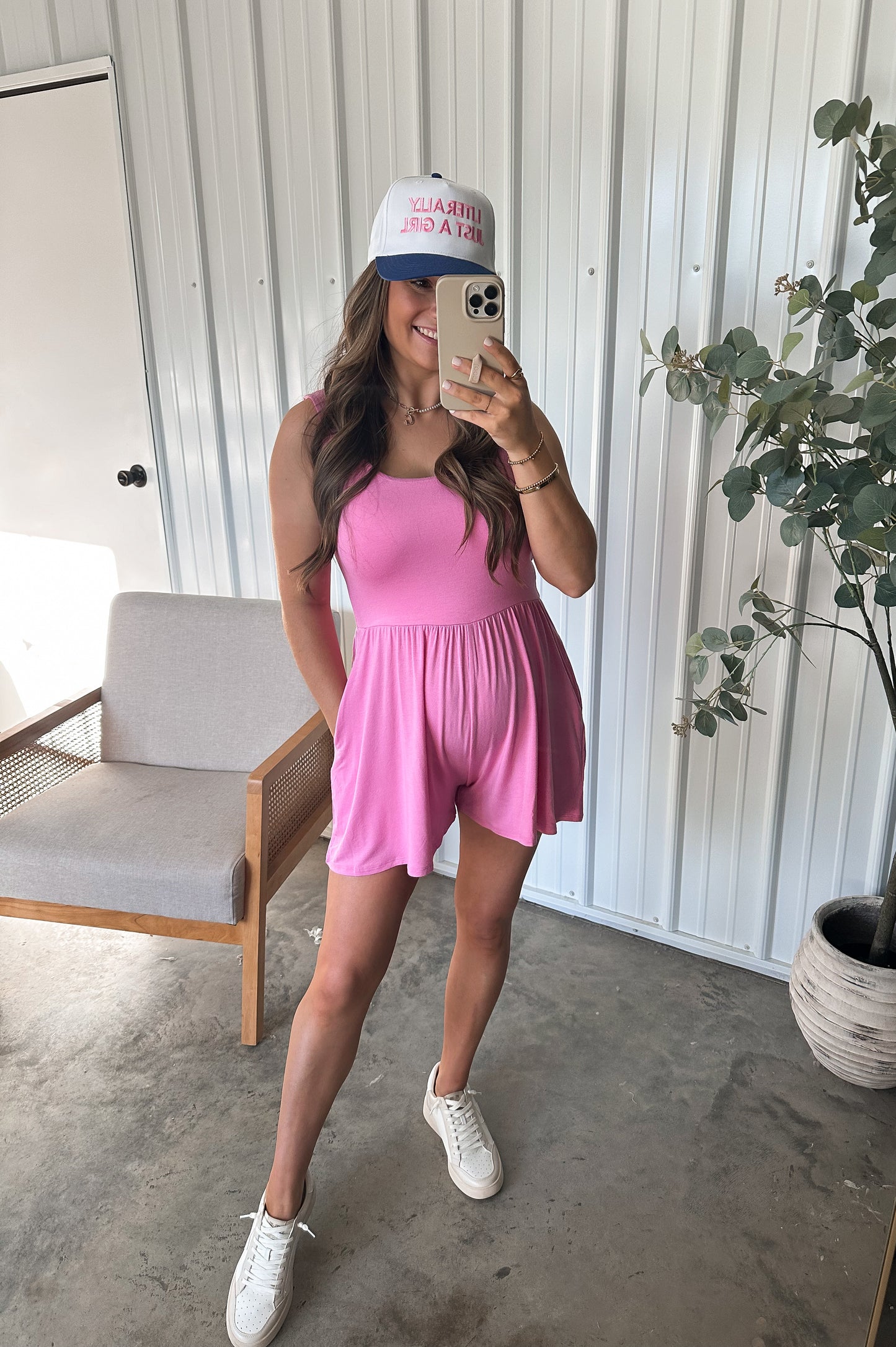 Double Layered Modal Romper- Candy Pink