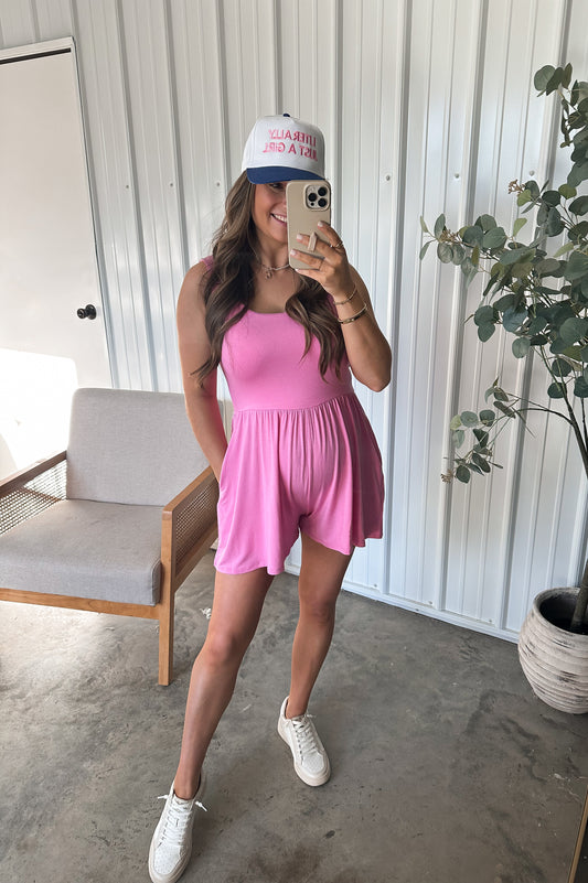 Double Layered Modal Romper- Candy Pink